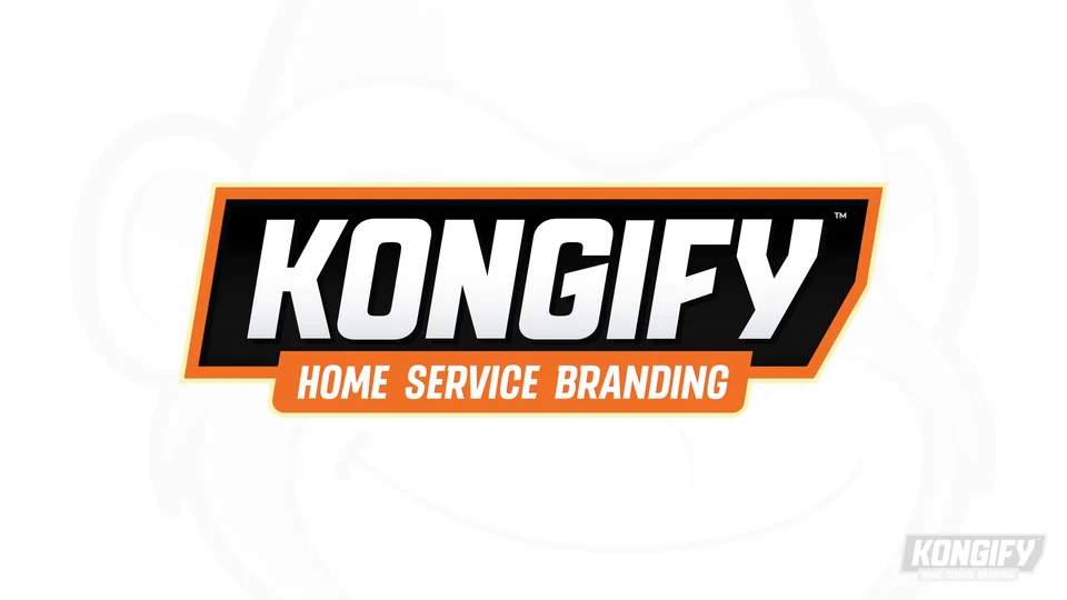 Kongify wordmark logo on a white Kongo watermark background