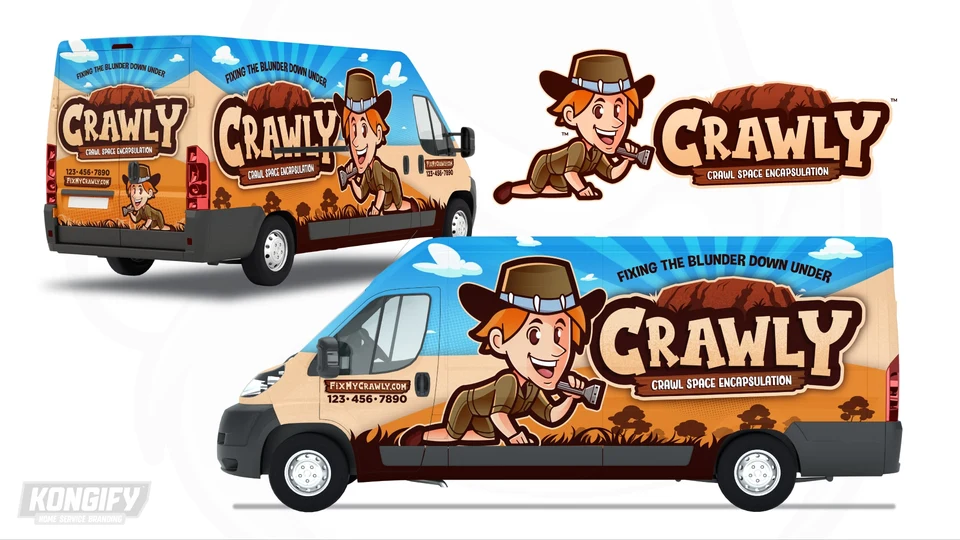 Crawly Crawl Space Encapsulation vehicle wrap artwork.