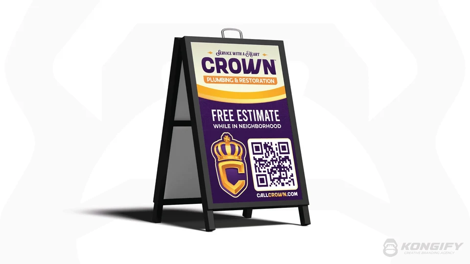 Crown Restoration A-frame sign artwork.