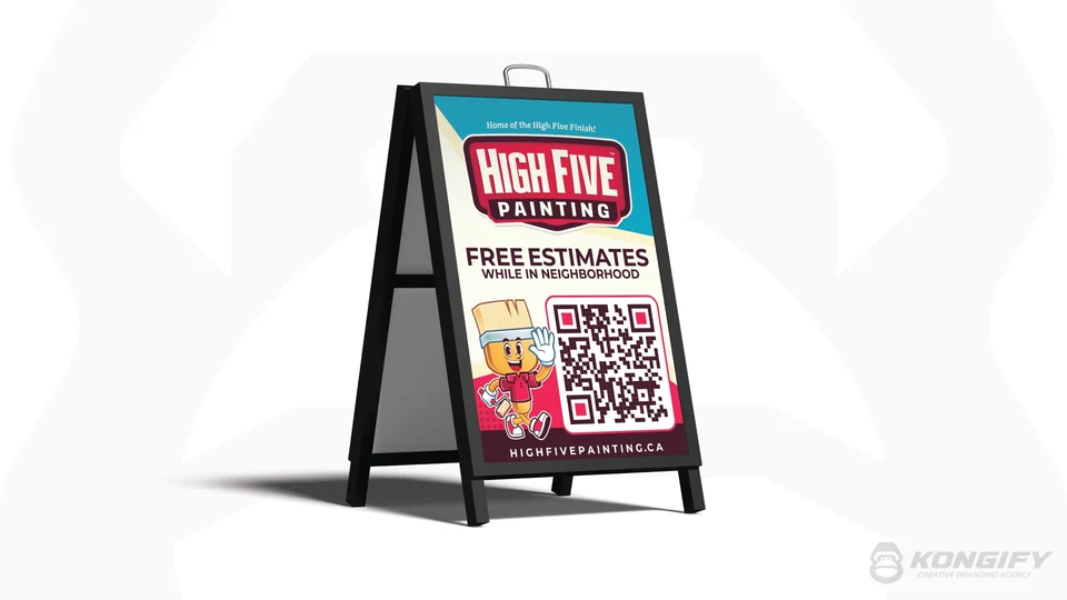 High Five Painting A-frame sign artwork.