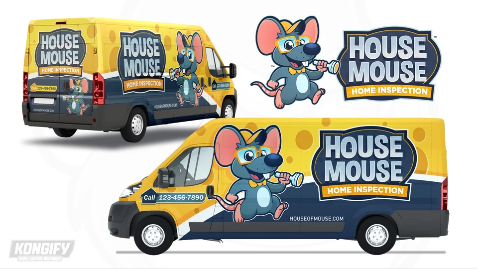 House Mouse Home Inspection vehicle wrap artwork.