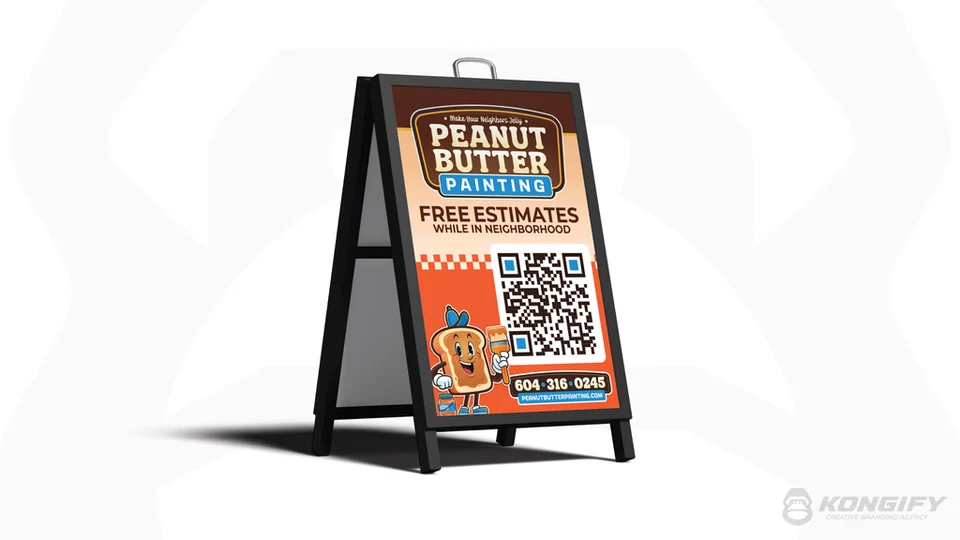 Peanut Butter Painting A-frame sign artwork.