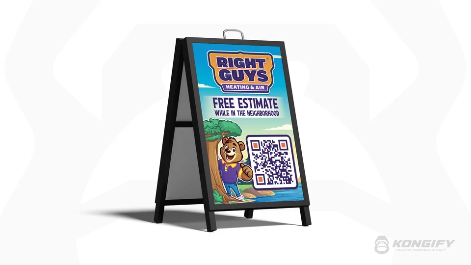 Right Guys Heating & Air A-frame sign artwork.