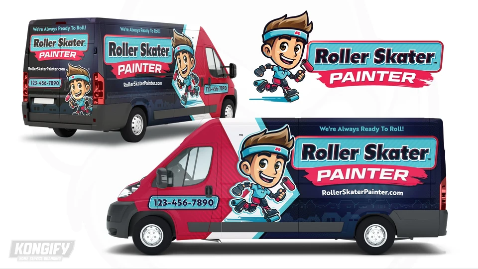 Roller Skater Painter vehicle wrap artwork.