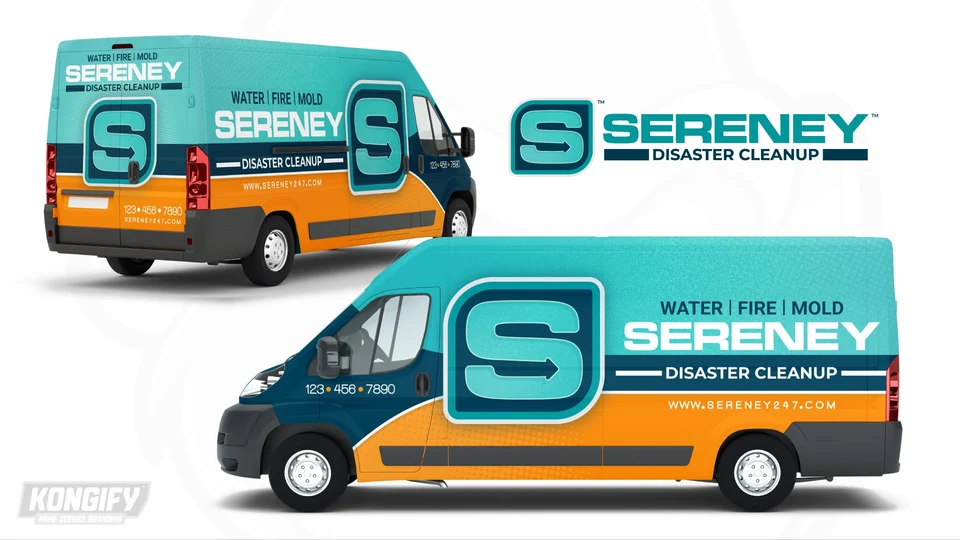 Sereney Disaster Cleanup vehicle wrap artwork.