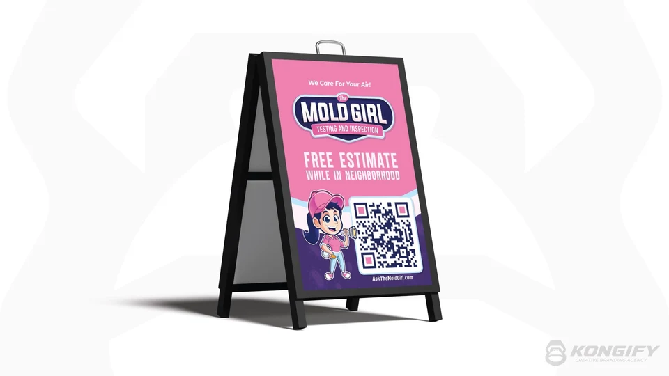 The Mold Girl A-frame sign artwork.